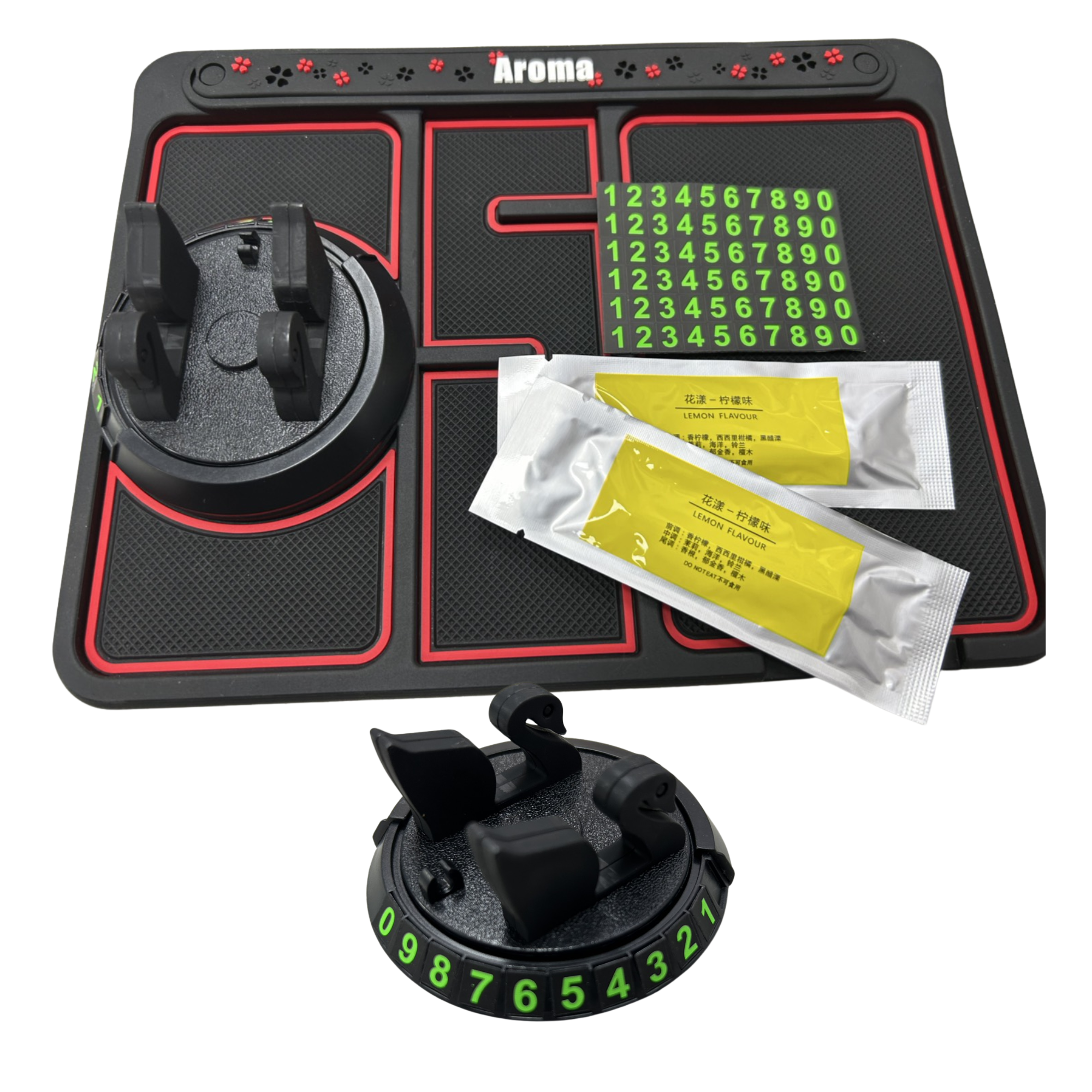 E34-2_汽車多功能防滑墊手機架(紅邊)